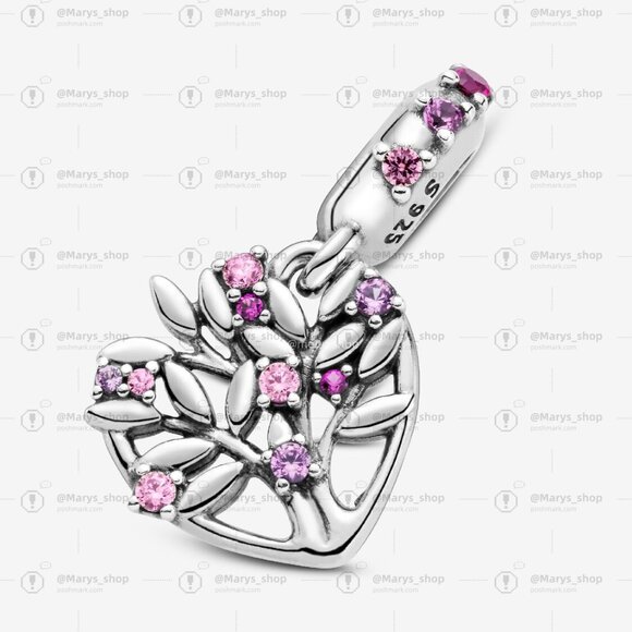 Pandora Pink Heart Family Tree Dangle Charm - Picture 2 of 6